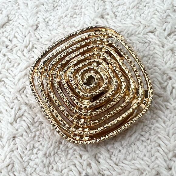 Vintage West Germany Gold Tone Scarf Bag Clip Geometric Square Diamond - Picture 3 of 9